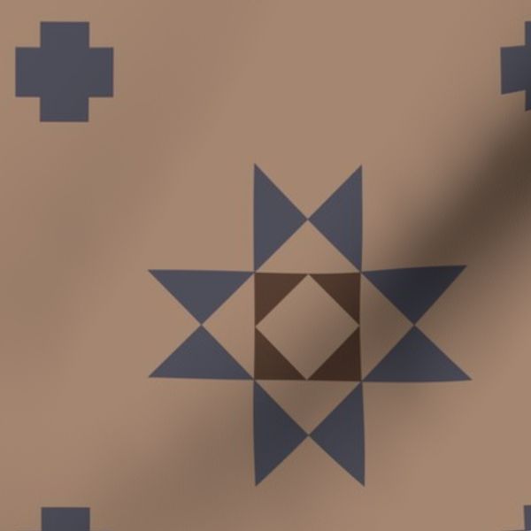 Minimalist Cottagecore Quilt Block in beige brown medium scale