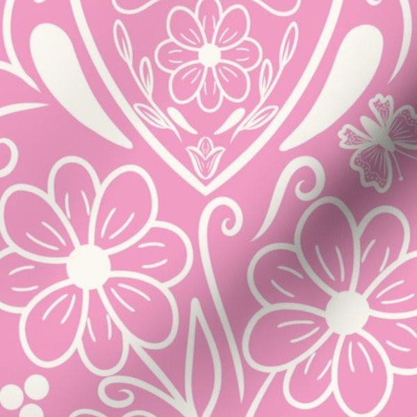 Scandinavian Garden - pink-cream - hearts & flowers MED