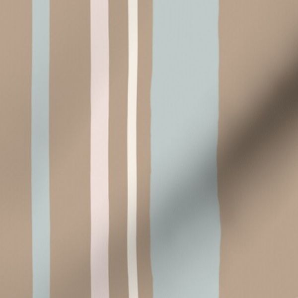 Painterly Ticking Stripe Wallpaper and Fabric in Warm Taupe and Dus