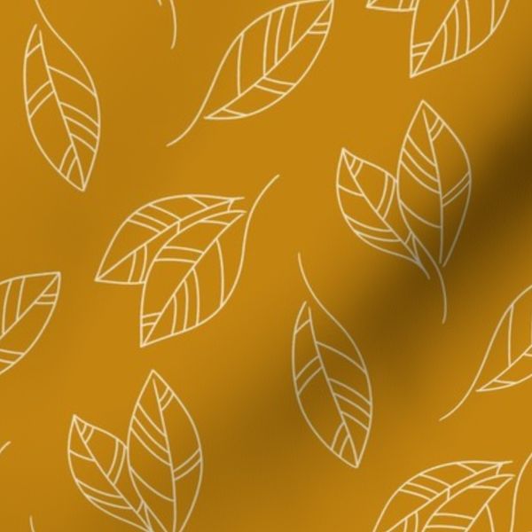 Small - Minimalist Scandi Hand-Drawn Sketched Leaves - Rustic Orange