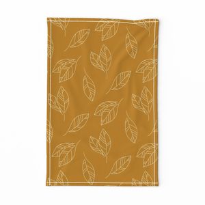 Medium - Minimalist Scandi Hand-Drawn Sketched Leaves - Rustic Orange