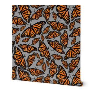 Monarch Butterfly Flutter - Pewter Gray (larger scale)