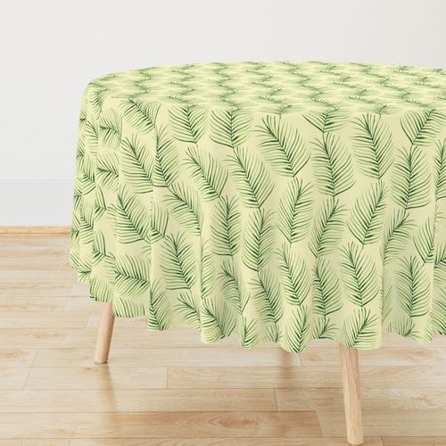 hand-painted watercolour green tropical leaves on soft butter yellow