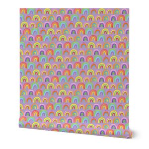 SML Rainbow Arch Stripe Rows - Colorful Kids Baby Nursery/Stripe on purple