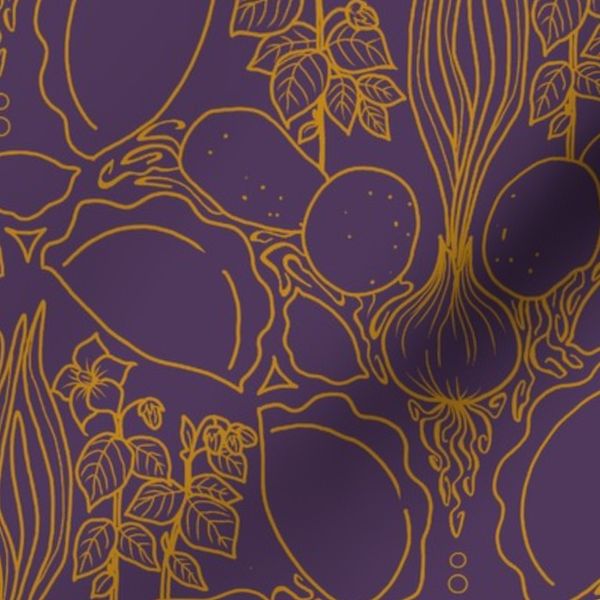 Pierogi Art nouveau purple and gold lineart