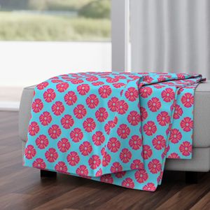 Mahjong Block Print - Hot Pink and Blue - Medium