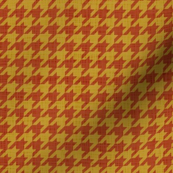 L Mustard yellow and rust houndstooth plaid for retro fall interiors