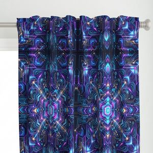 Cyber Mandala - Neon Circuitry Tech Pattern