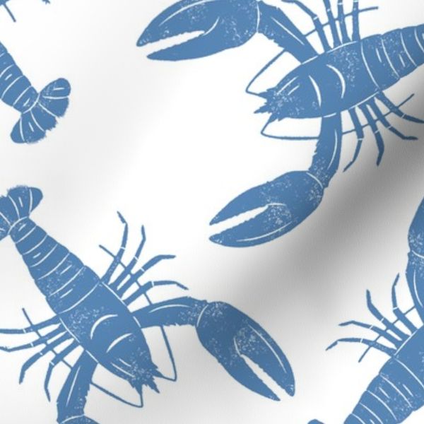 Large Lobsters Swimming in Stormy Blue and White - Playful Nautical Print