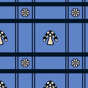 Groovy Mushroom Plaid-Navy And Blue