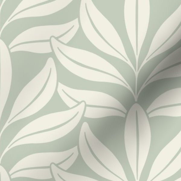 Modern Minimalist Beach Leaves - Jungle - Soft Sage Green 1 - Medium