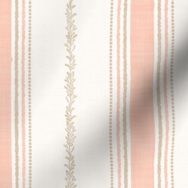 Heirloom Ticking Stripe Blush Pink  and Off White