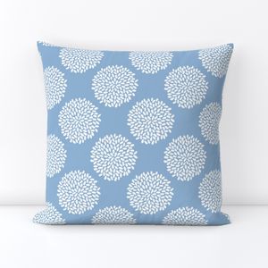 Monochrome Chrysanthemum Blooms White On Sky Blue Large