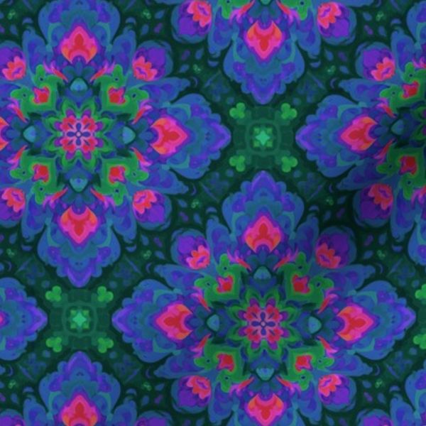 Diamond Tiles In Psychadelic Colors Green Purple Indigo Pink Blue