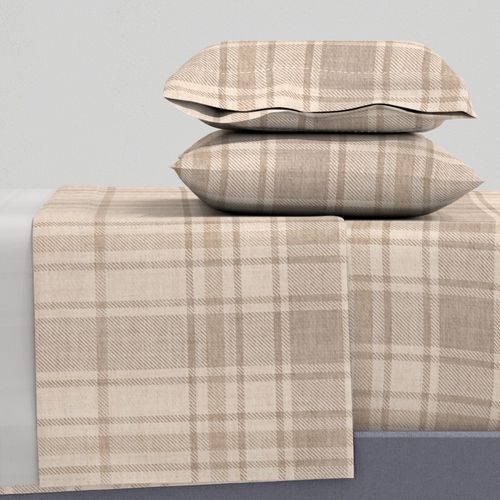 (Large) Traditional Symmetrical Heritage Plaid - Neutral Light Brown Beige
