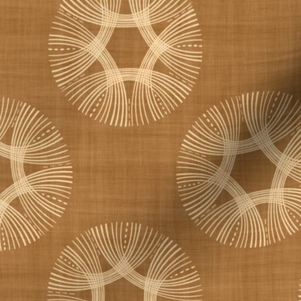Blockprint Radiant Sun - Light Cream Tan on Warm Golden Linen Look - Large