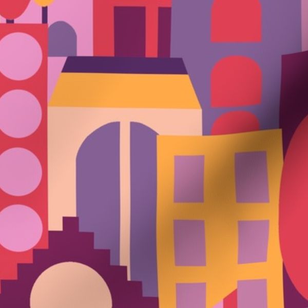 Urban cityscape - sixties orange/purple/pink colour scheme (Large)