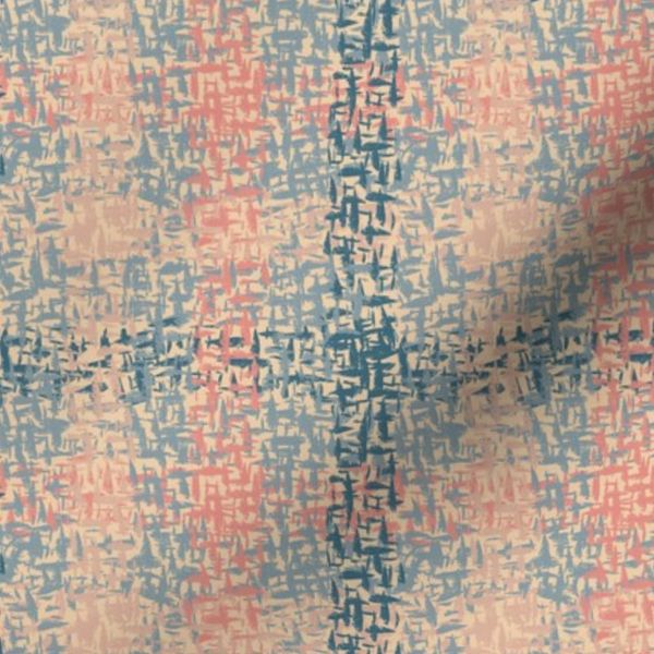 Rusty Chisel textural Linocut Checks (butter yellow pastel pink denim blue)