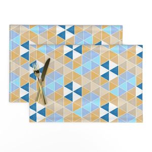 Medium Abstract Triangles Beach Umbrellas Blue White Gold