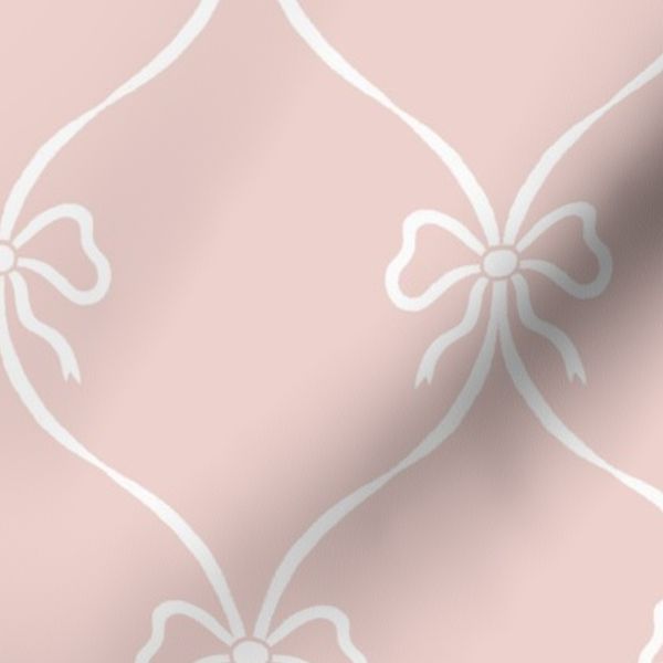 Ribbon Bow Trellis - Pale Pink and White Elegant Coquette Ogee