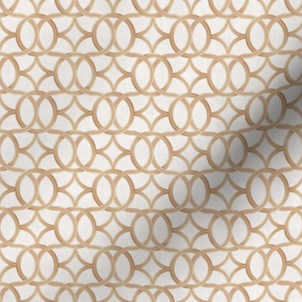 Classic geometric intertwined lattice with linen - golden ochre S