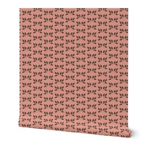 Coffee brown Botanical Leaf Cottagecore Pattern