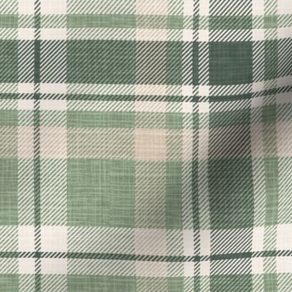 Modern Plaid Linen Texture Cream White & Taupe