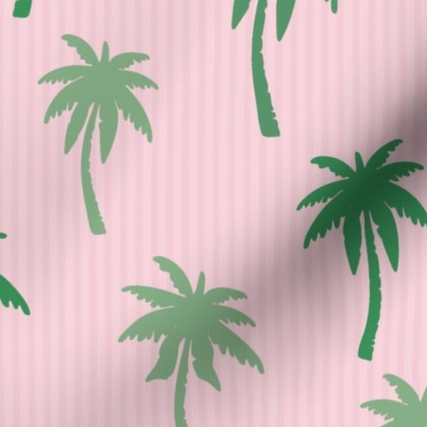 Palm Springs Palm Trees - Green and Faded Pink - Large