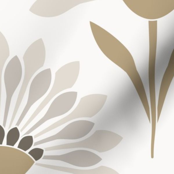 L Art Deco vintage daisy modern retro boho floral bloom beige cream bronze
