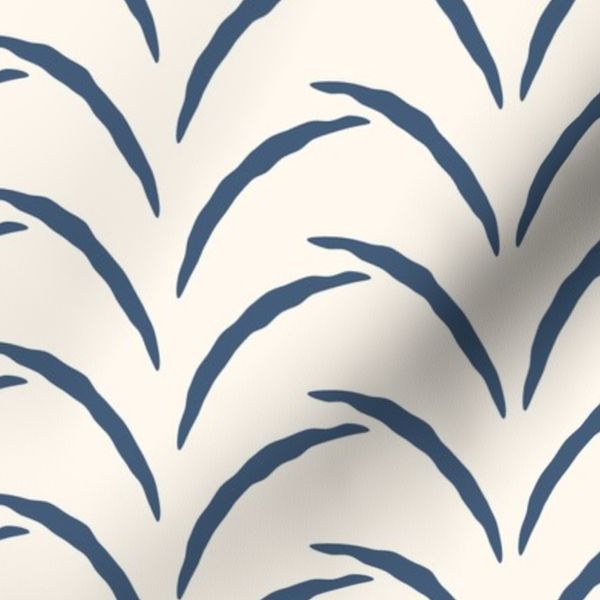 Mid Century Modern Organic Curved Botanical Fern Lines