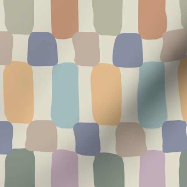 Boho Checkers - hand drawn imperfect geometric - muted colorful -small