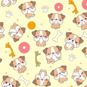 Whimsical Bulldog Dog Pattern