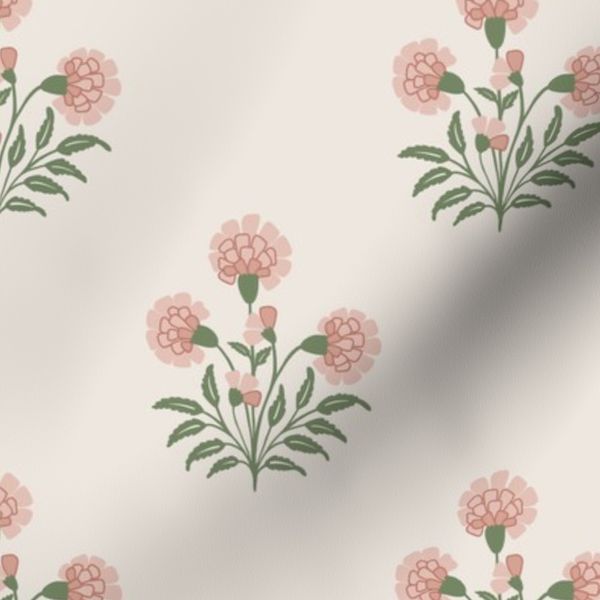 Small Balanced Marigold Cluster Blush Sage Gentle Botanical Placement