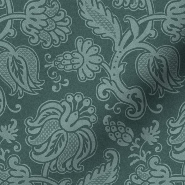 Renaissance-style floral - spruce green 12W