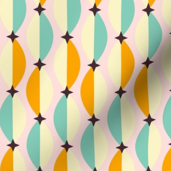 MCM Almonds and Stars Duotone Lattice Sherbet - Soft Pink Background