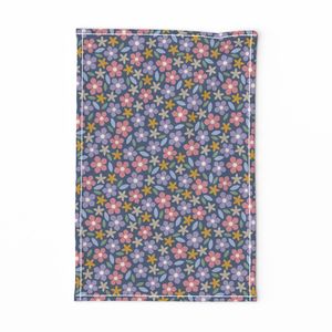 L-Petal Jubilee - Dusty Blue Lavender Retro Ditsy Floral Toss