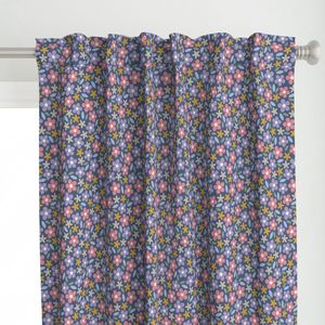 L-Petal Jubilee - Dusty Blue Lavender Retro Ditsy Floral Toss