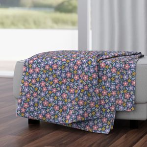 L-Petal Jubilee - Dusty Blue Lavender Retro Ditsy Floral Toss