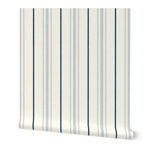 cream Nautical Ticking Stripes - SW loyal blue & Tradewind - Coastal