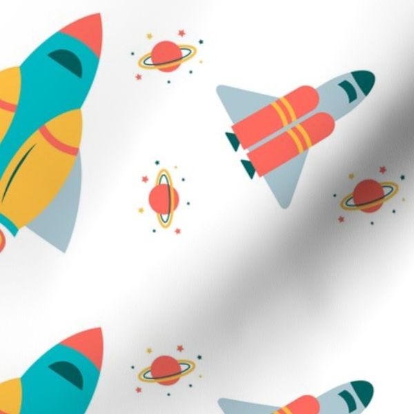Retro Rockets & Planets Boys Bedding Space Theme Designs Toddler Space