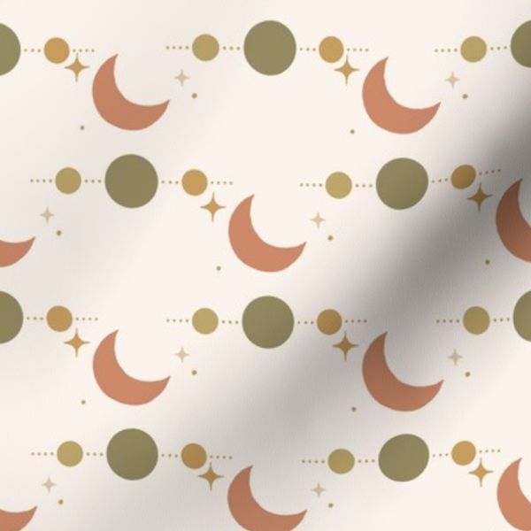 Warm Celestial Moons Dots Stars Planets Earth Tone Blender - Medium