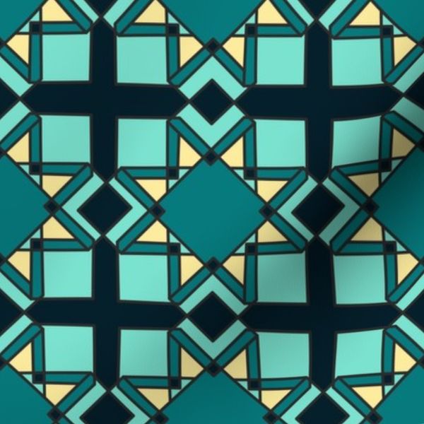 Teal Moroccan Geometric Tile Pattern
