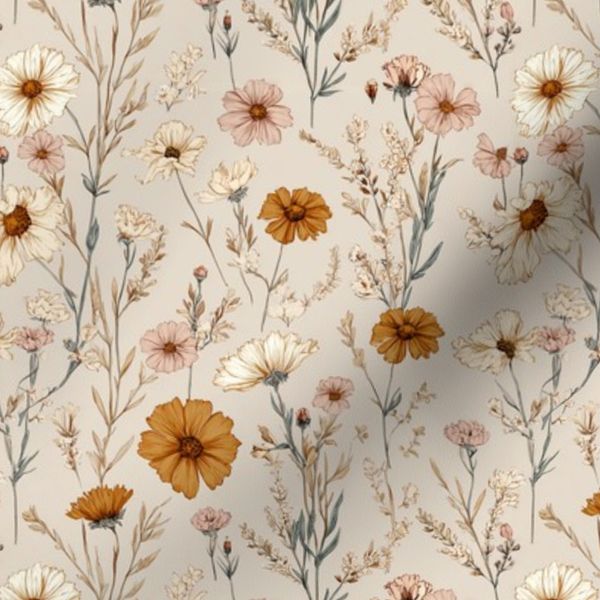 Dried Wildflower Meadow in Warm Neutrals