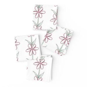 Simple Pink Flower Stripe Pattern - White