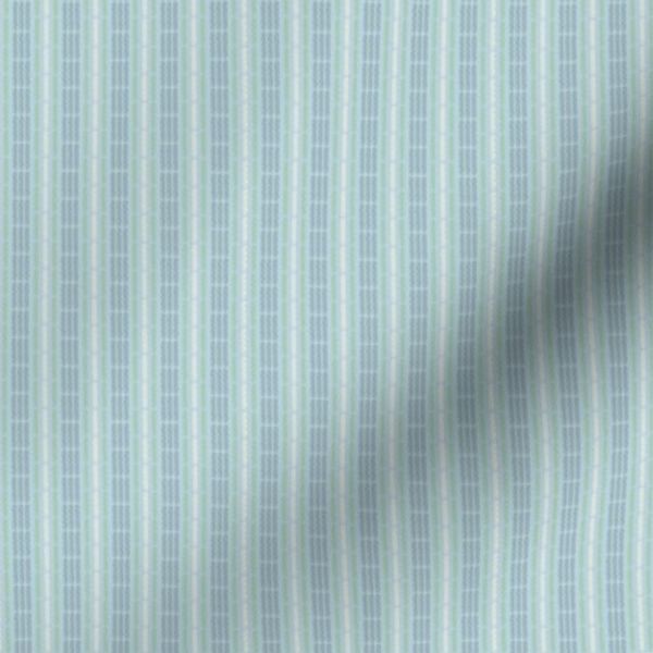 Stitched Ticking Stripes White Green And Denim Blue On Sky Blue (S)