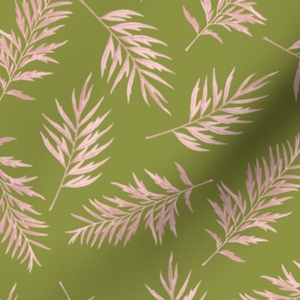 pink and green botanical leaves smalls