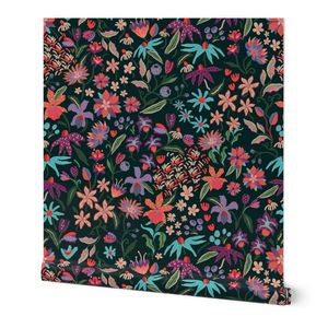 Midnight Meadow Folk Garden Dark Teal