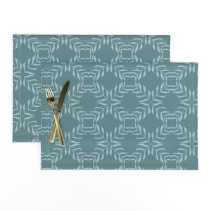 Leaf Trellis Hand Drawn Branch Grandmillenial Modern Large - Teal Blue