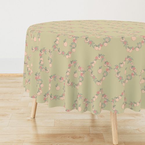 Peach Trellis Pattern In Green
