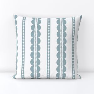 alternating vertical scalloped stripes dusty blue and white - large scale